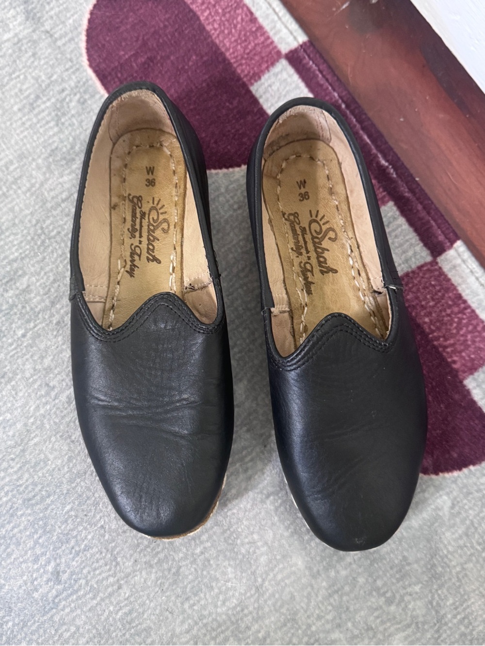 Sabah Beirut Black Leather Handmade Slip-On Flat EU 36 Gaziantep Turkey - Picture 2 of 9